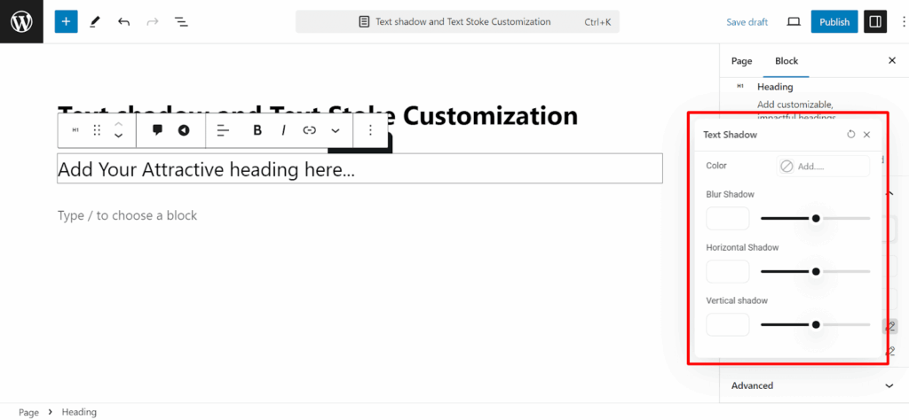 Text Shadow Customization 