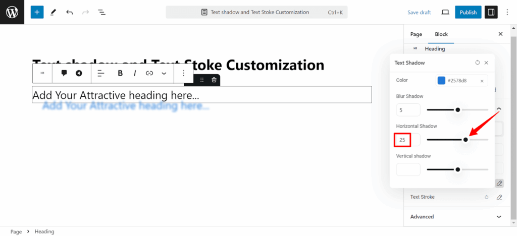 Horizontal Shadow Customization 
