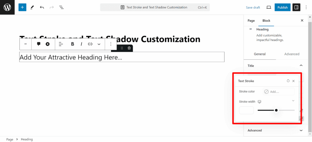 All Text stroke customization options