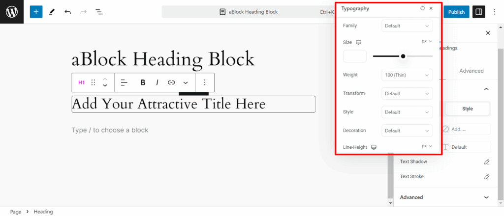 Customize the Typography 