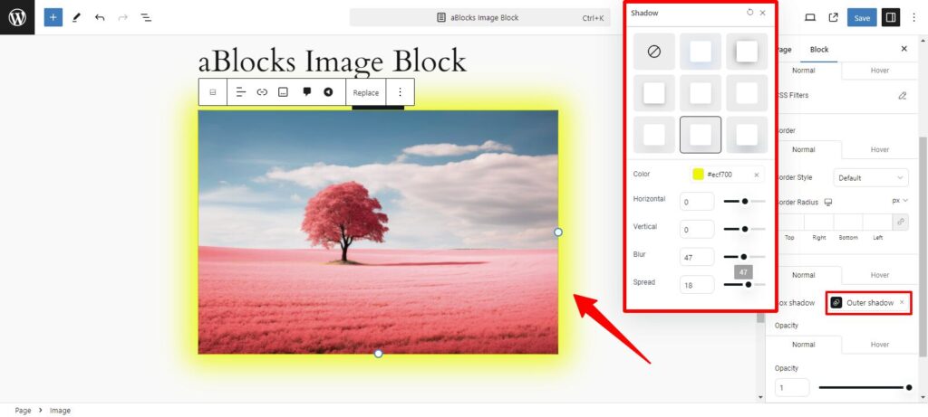 image box shadow customization