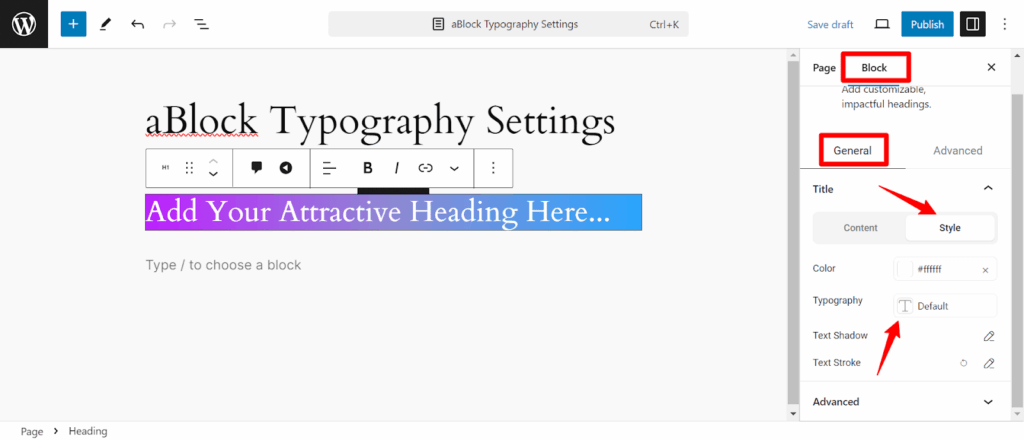 aBlocks Typography Settings