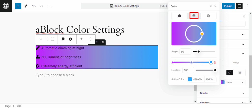 Customize Linear section 
