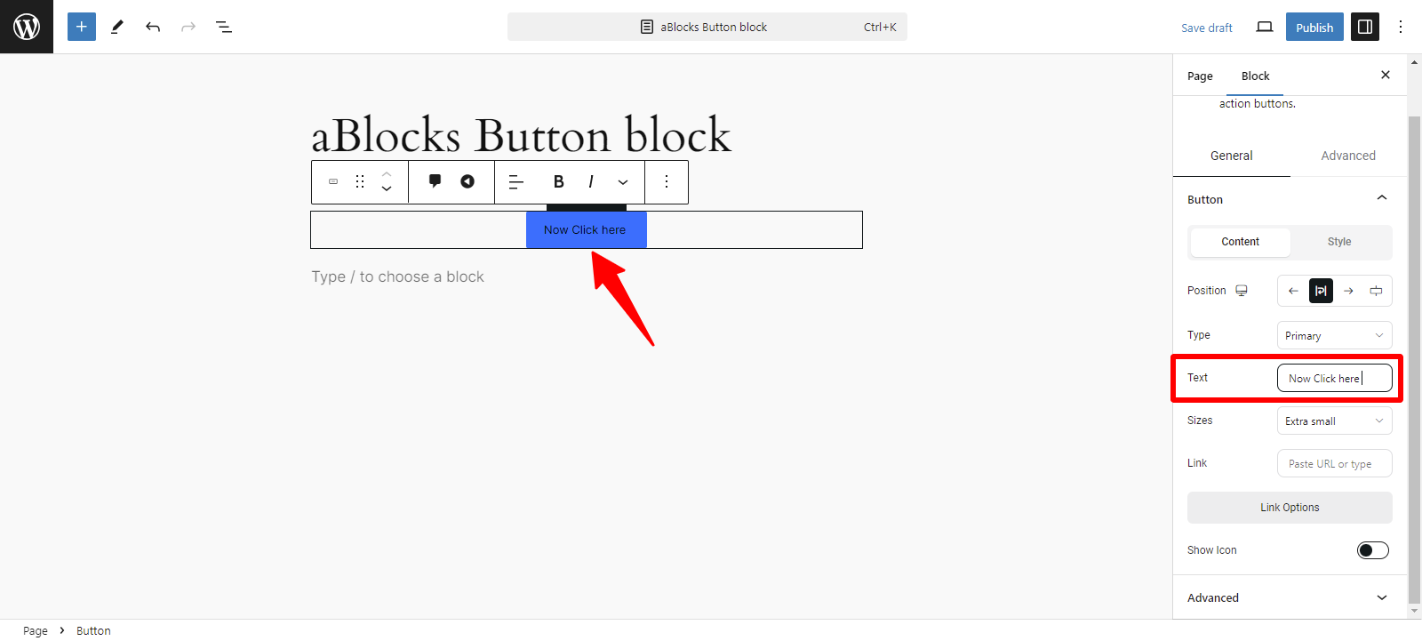 Customization option of  Text sections