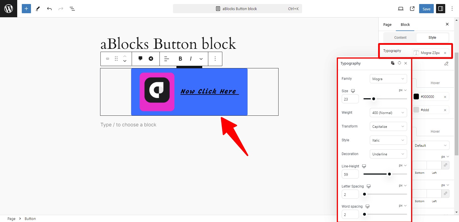 Customize Typography sections 