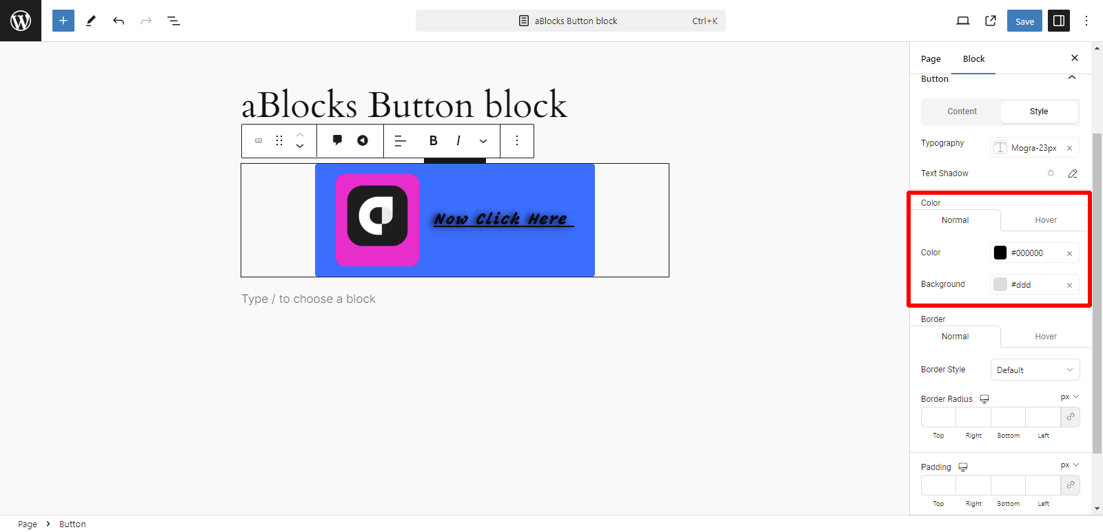 Customize Color sections 