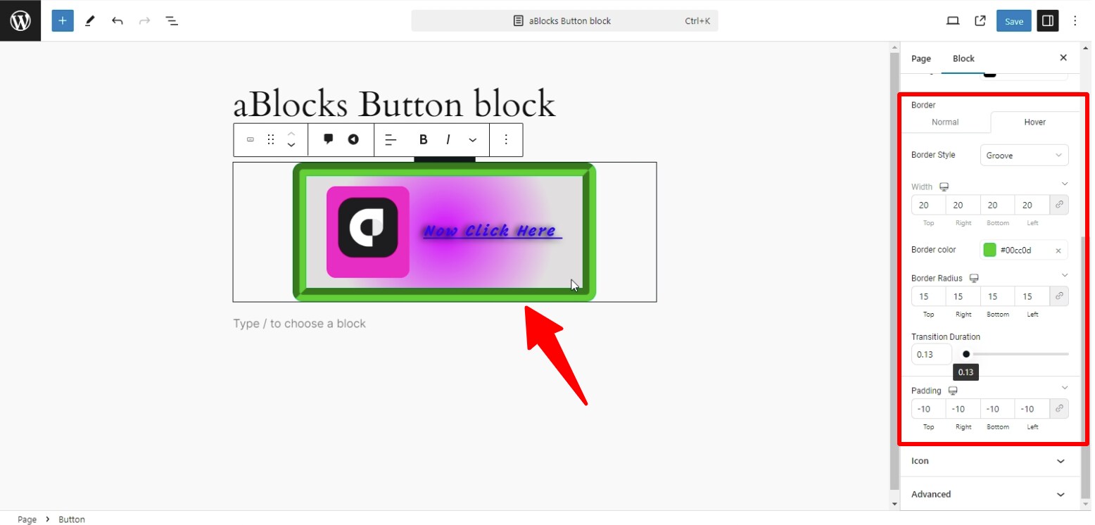 Customize Hover sections 