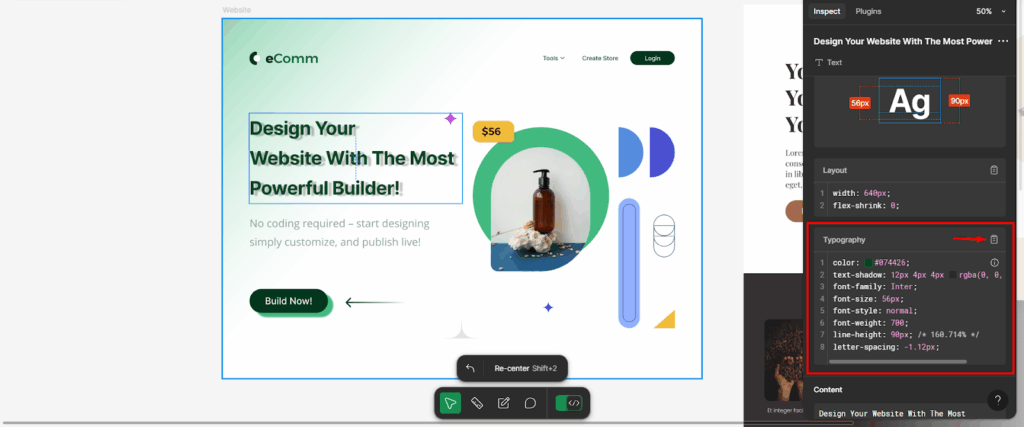 copy the text shadow from your figma design