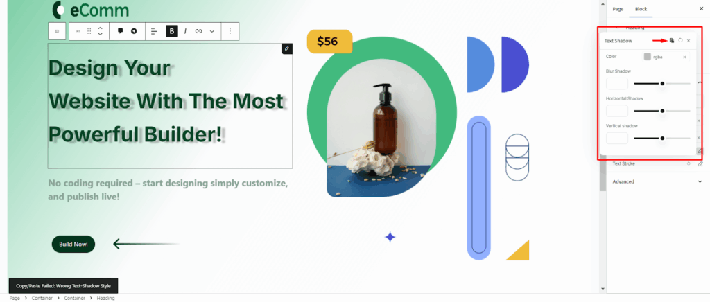 Text shadow design now live