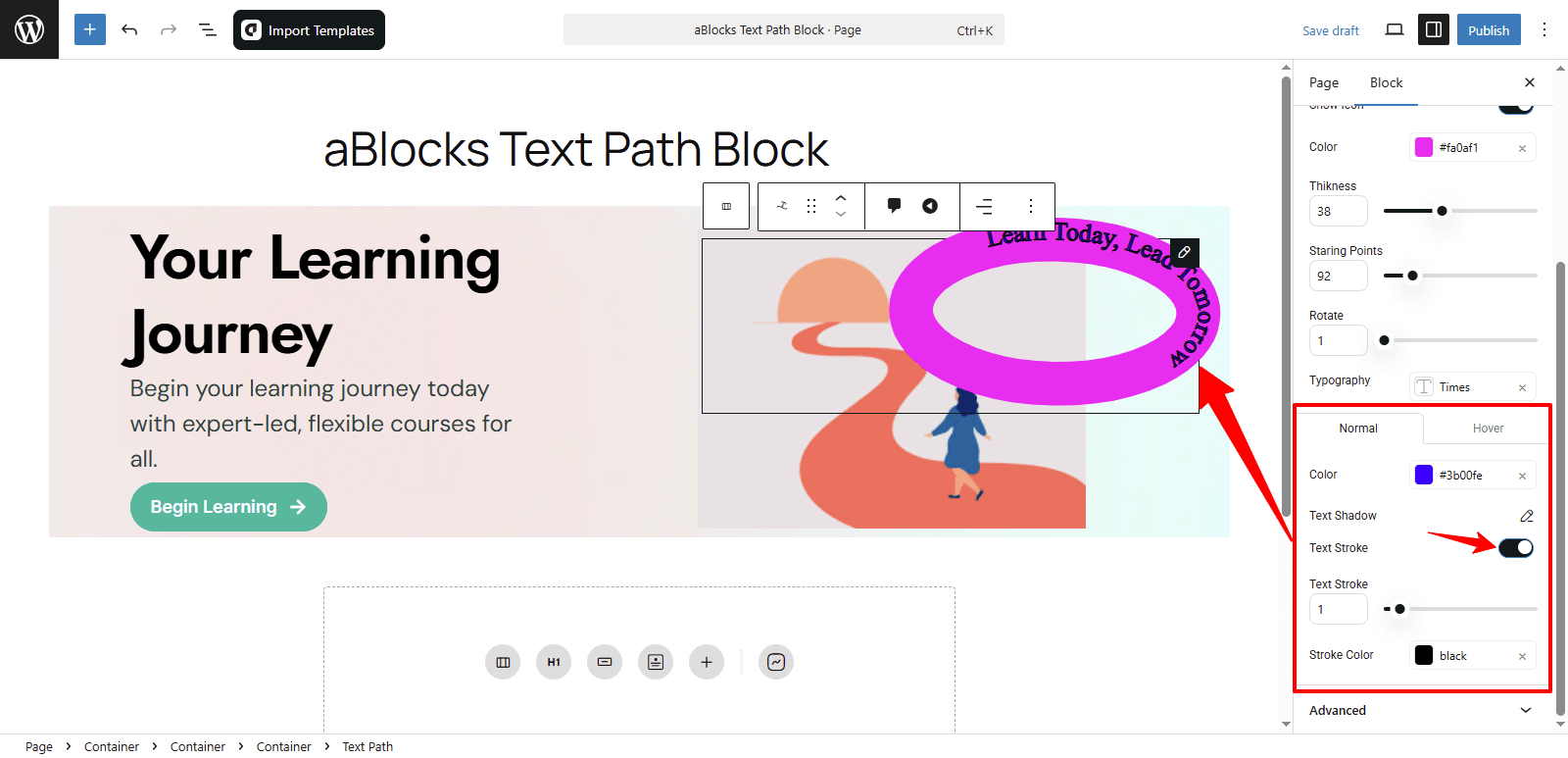 Customize the Normal and Hover options