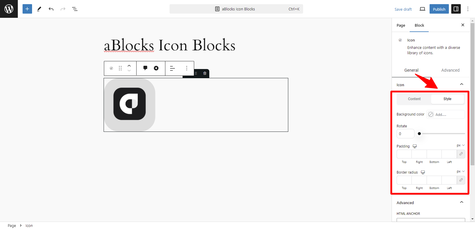 Customize Style Section 