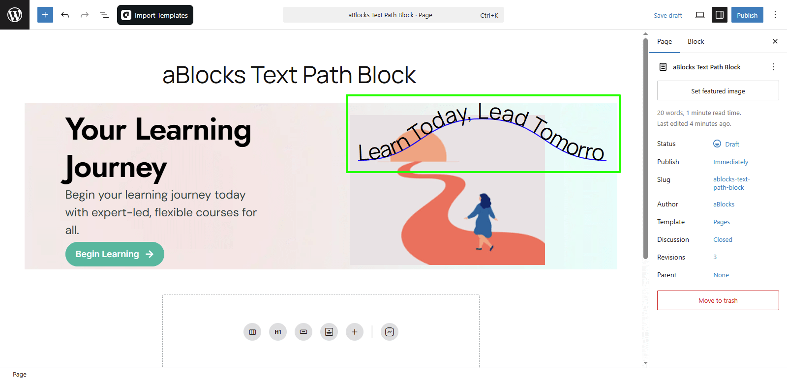 Add aBlocks Text Path Block