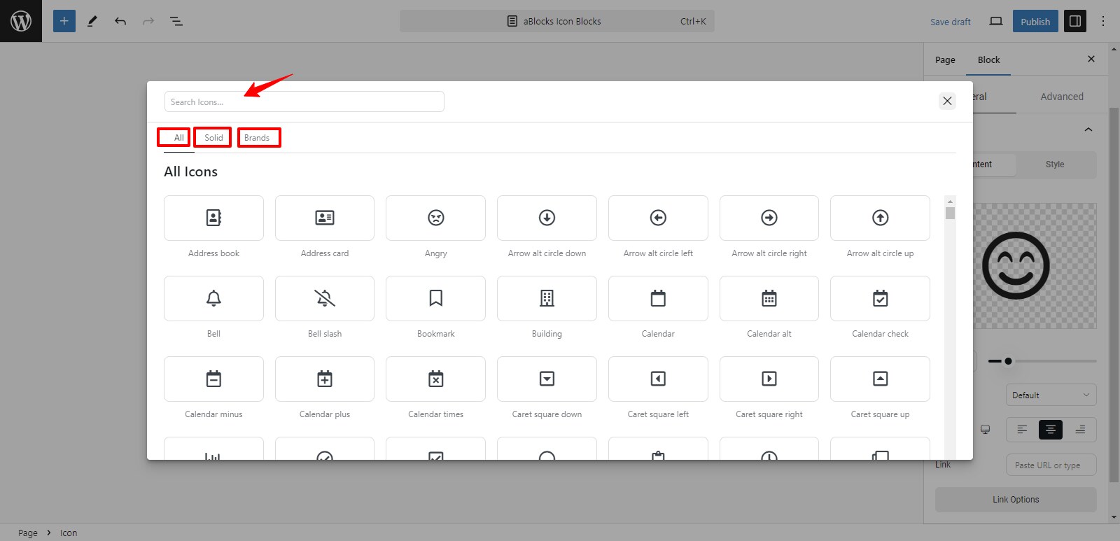 view all available icons