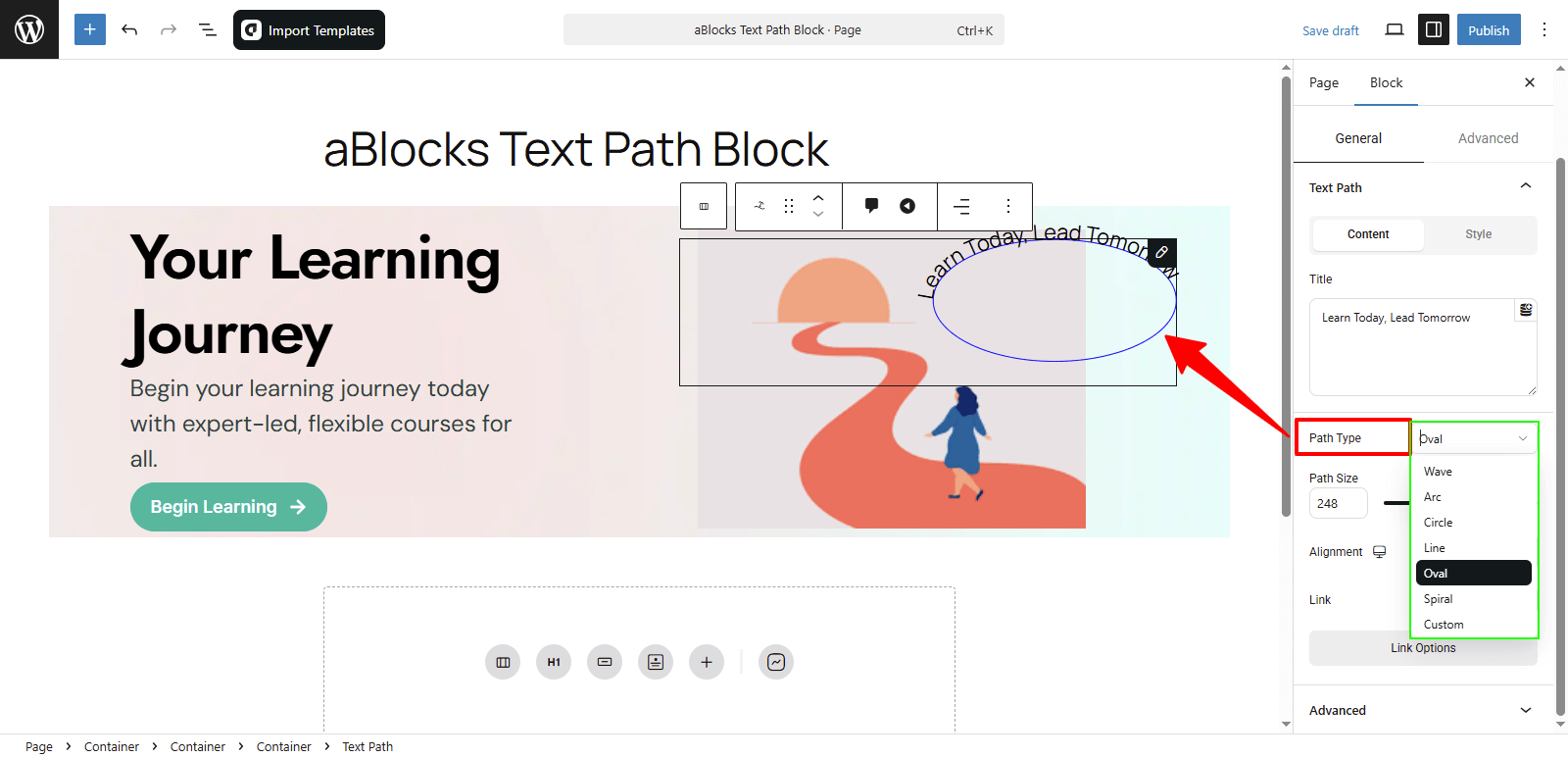 Customize the Path Type options