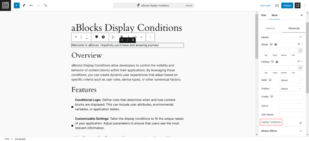 Open Display Conditions