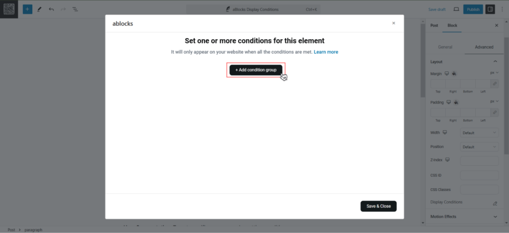 Add a Condition Group