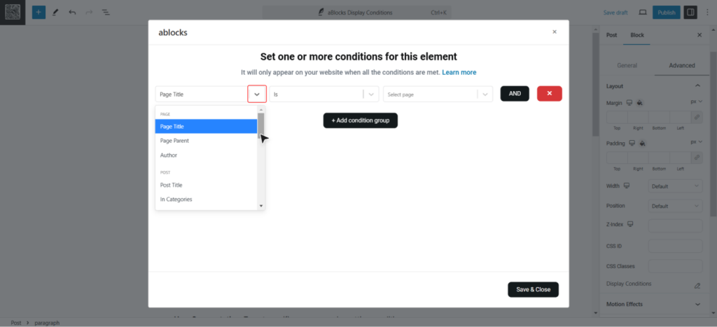 First Dropdown Options