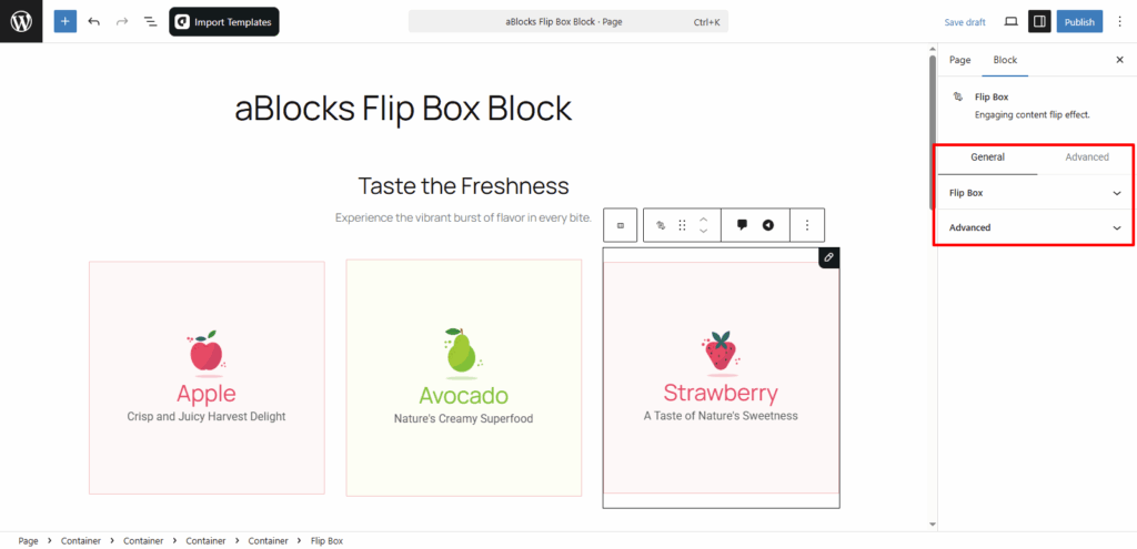 Customize the aBlocks Flip Box Block