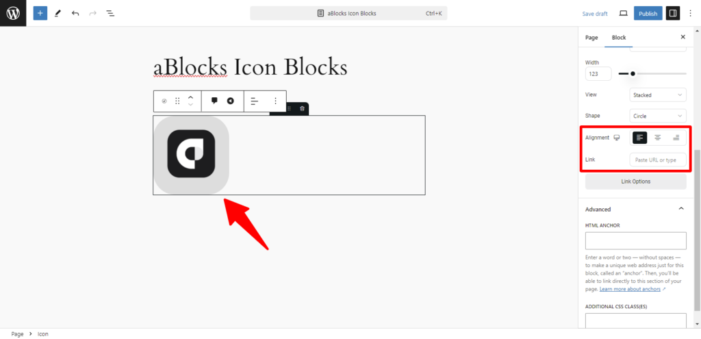 Alignment and add Link Customization 
