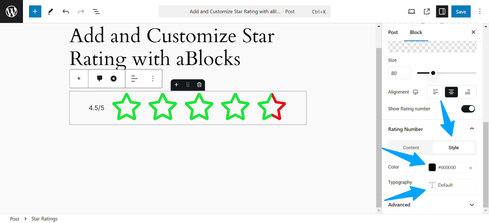 Customize Rating Number style