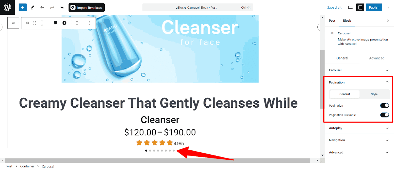 Pagination Content Customization 
