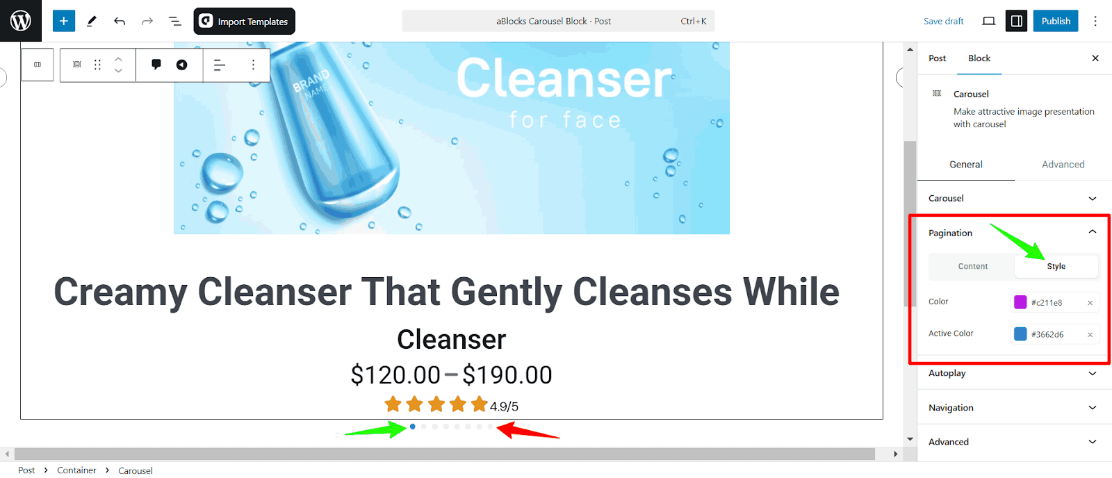 Pagination Style Customization 