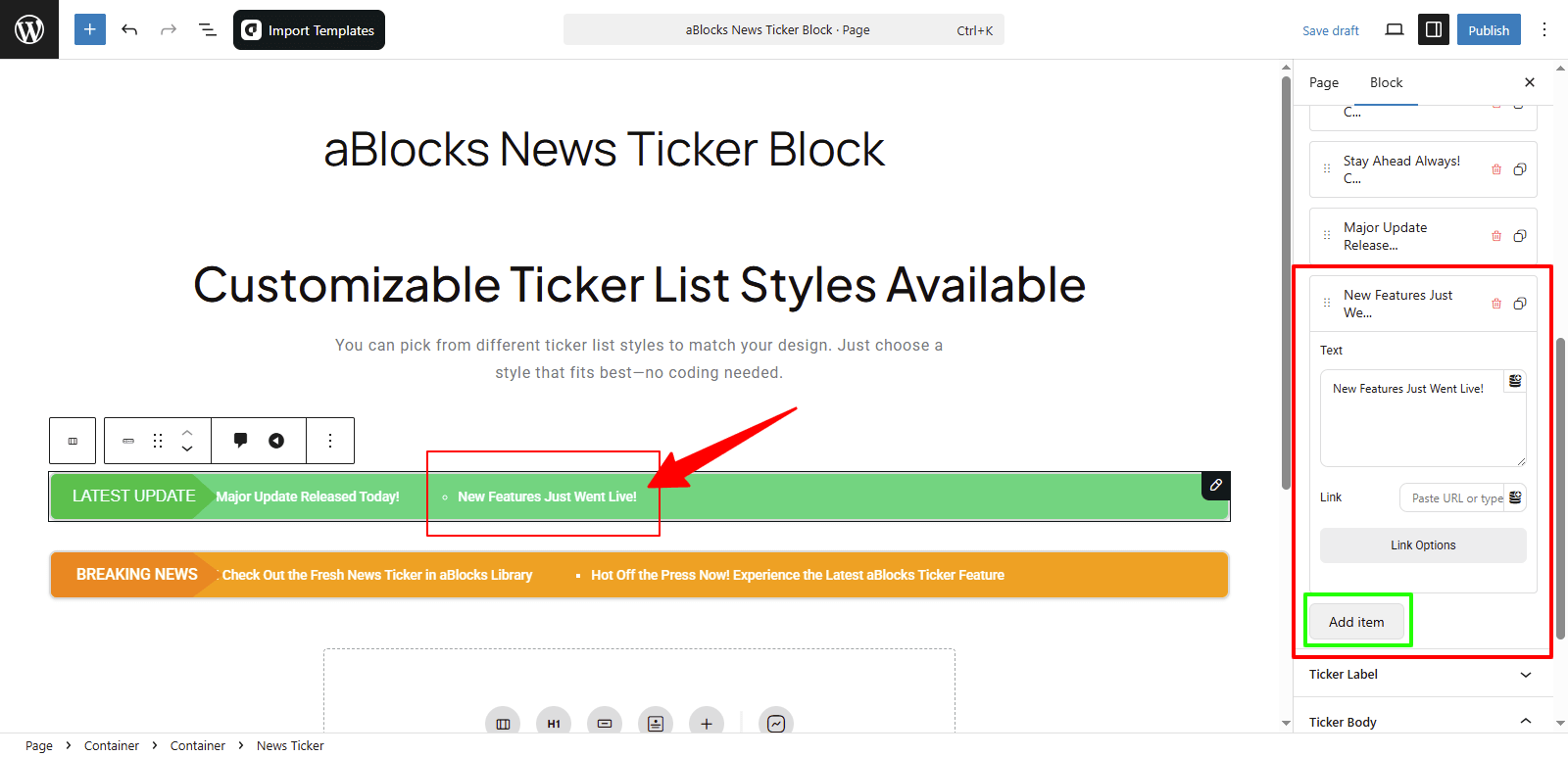 Add new Query item