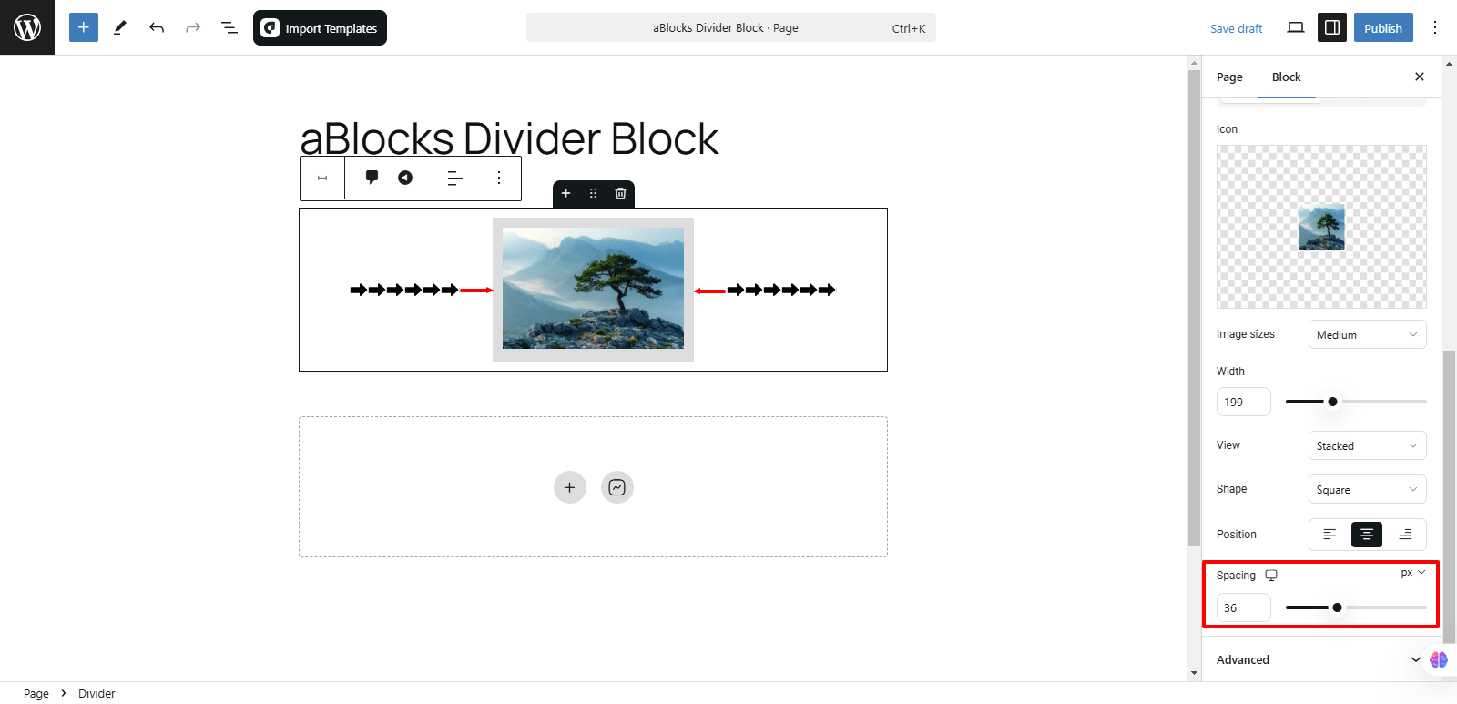 Customize the Spacing option