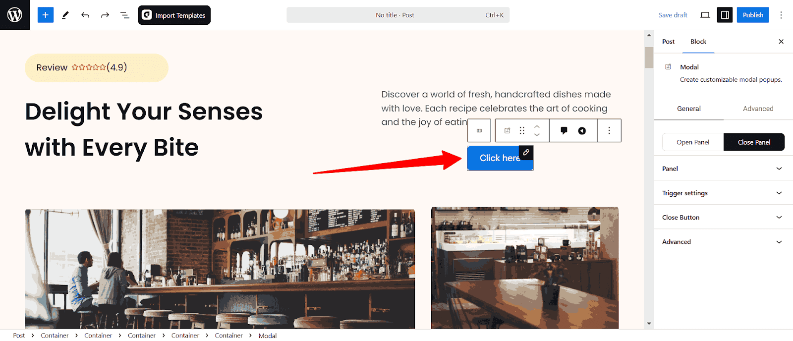 Add aBlocks modal popup 