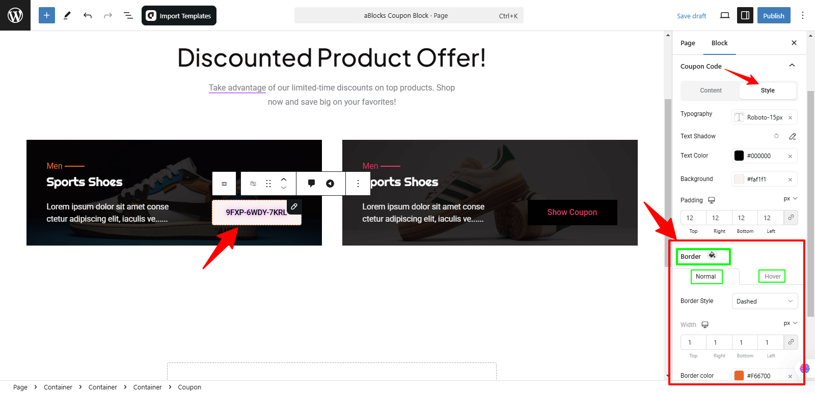 Customize the Border option