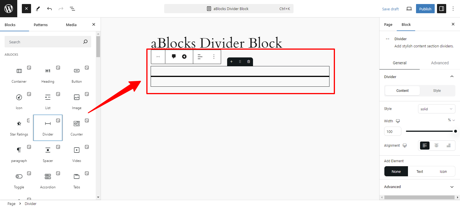 Add aBlocks Divider Block