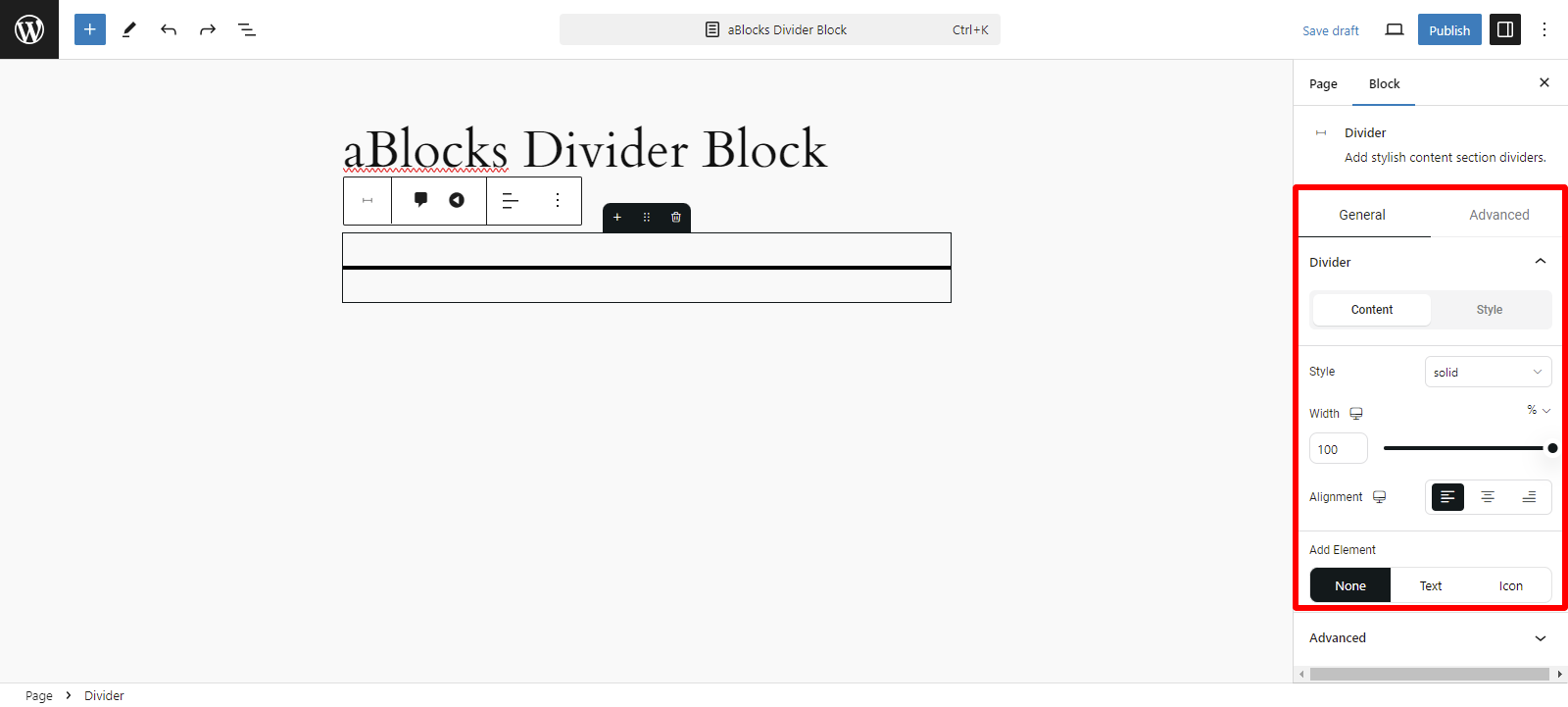 Customizing aBlocks Divider Block