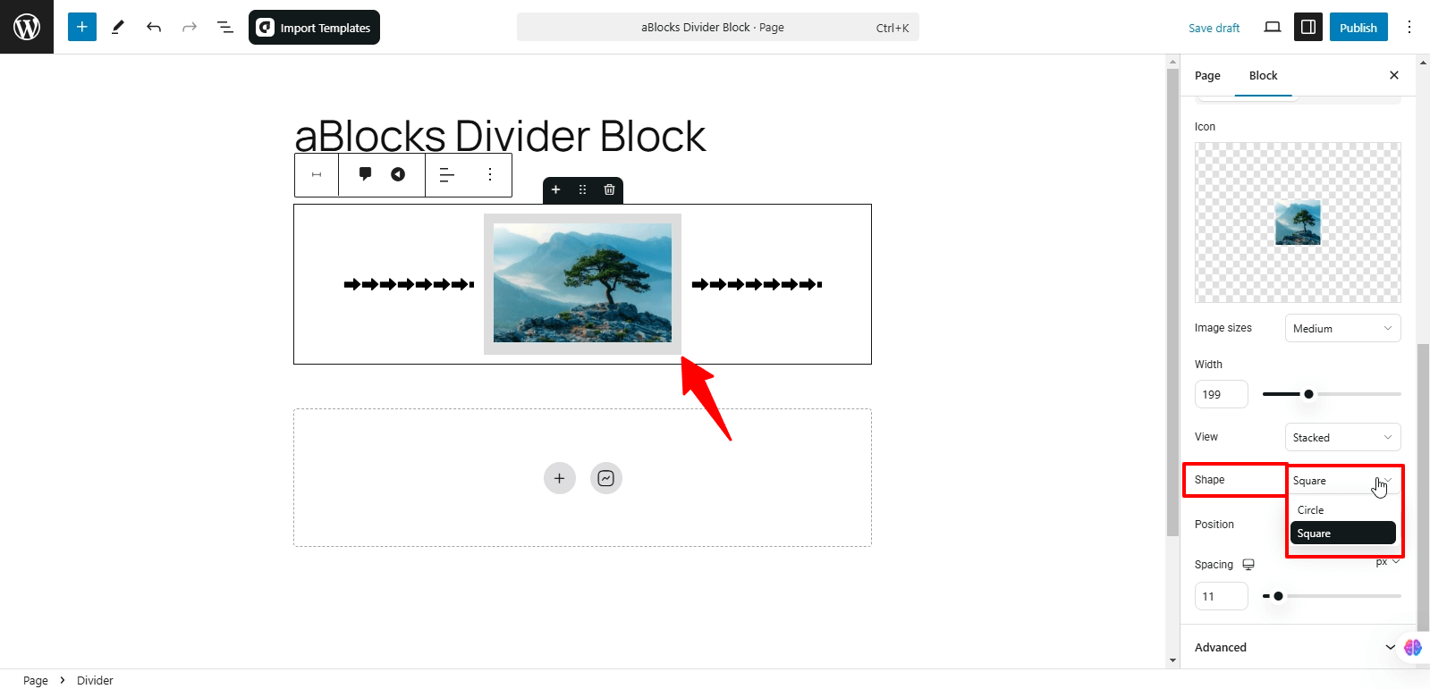 Customize the Shape option
