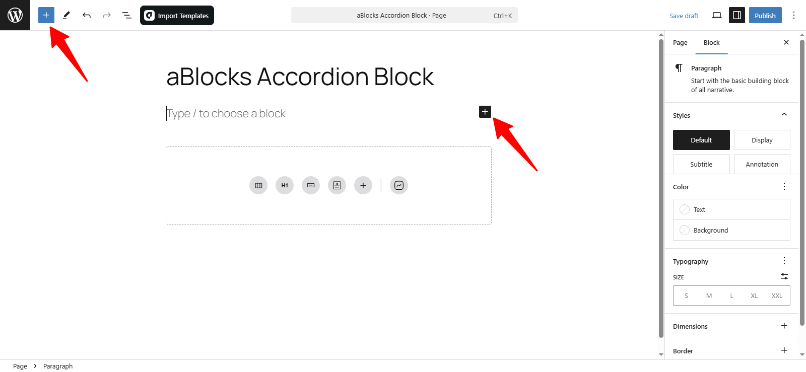 Added an aBlocks Accordion Block 