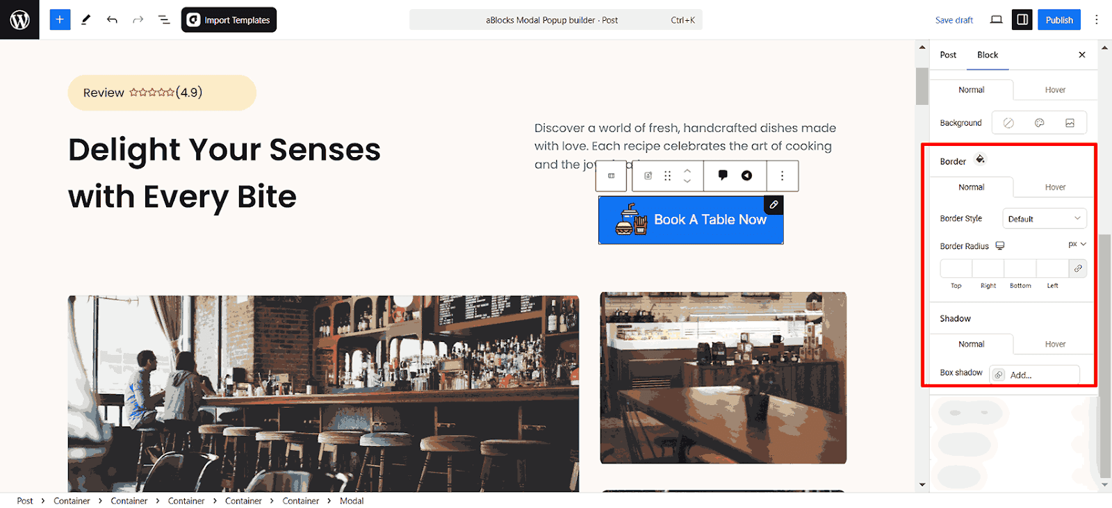 Customize the Border options