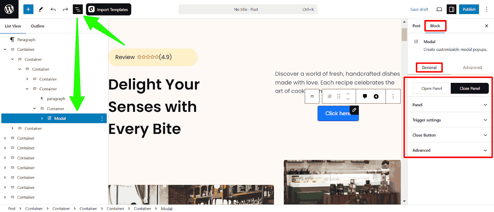 Customize aBlocks modal popup builder