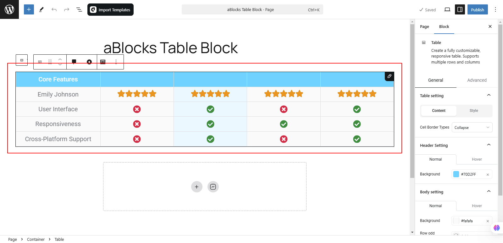 Add aBlocks Table Block
