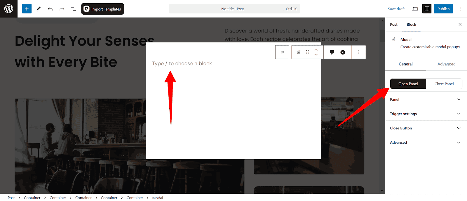 Customize Open Panel