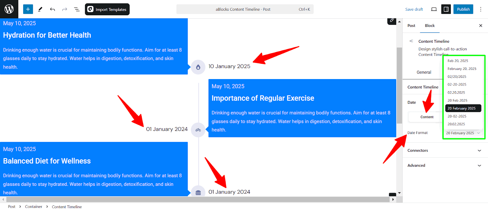 Customize the Date Format option