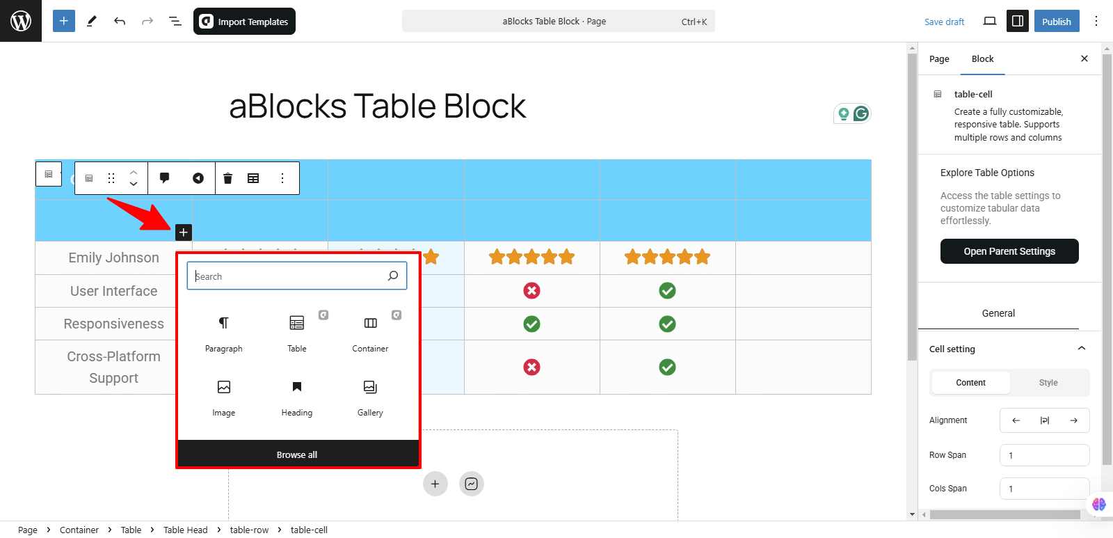 Add new block option