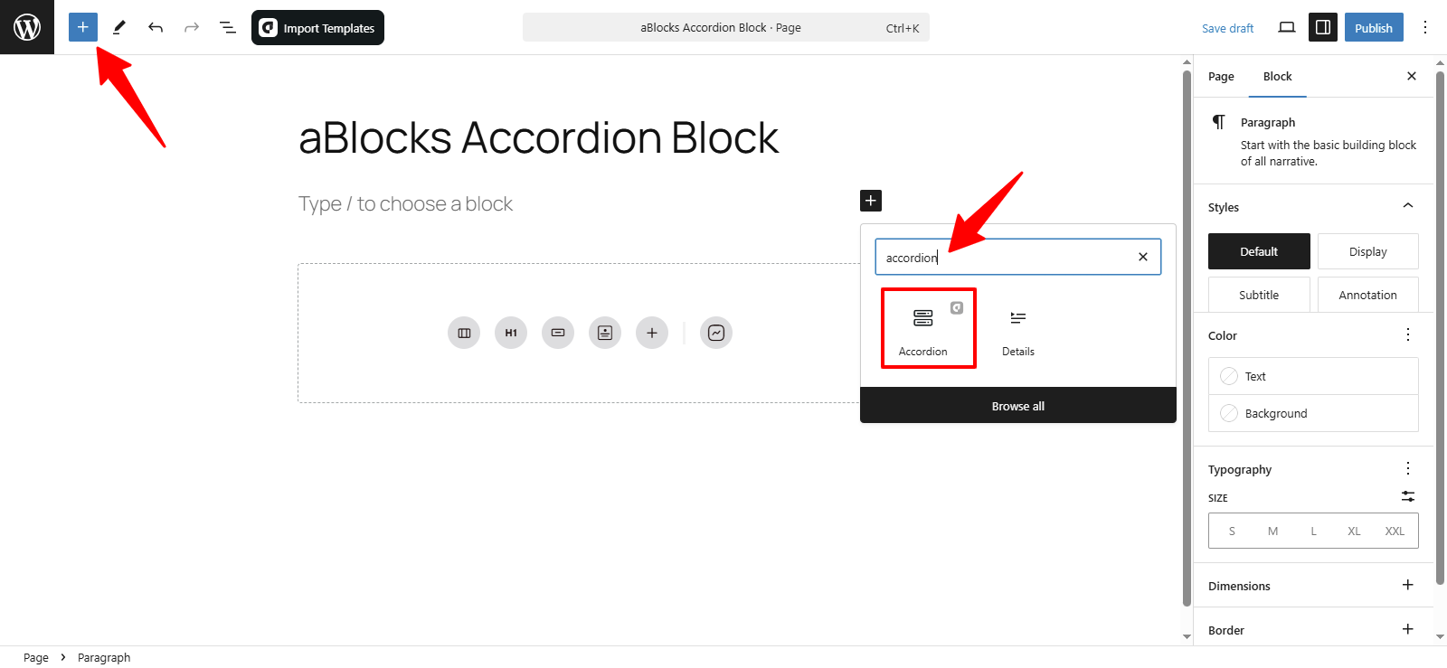 Added an aBlocks Accordion Block 