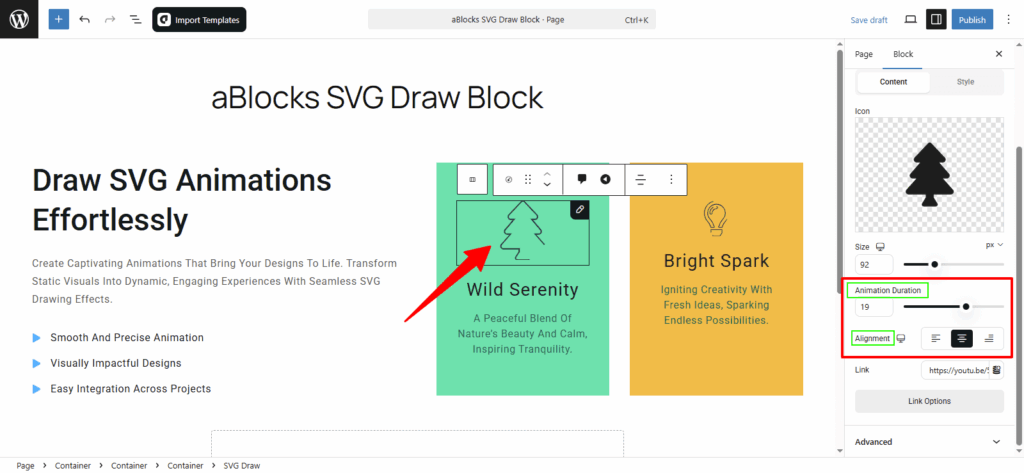 Customize the Animation Duration and Alignment options