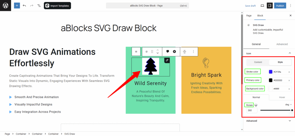 Customize the Style options in the Icon section.