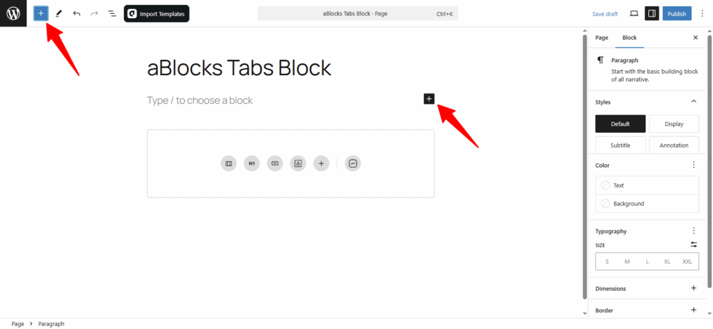 Add aBlocks Tabs Block