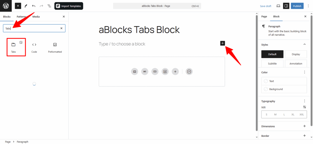 Added aBlocks Tabs Block