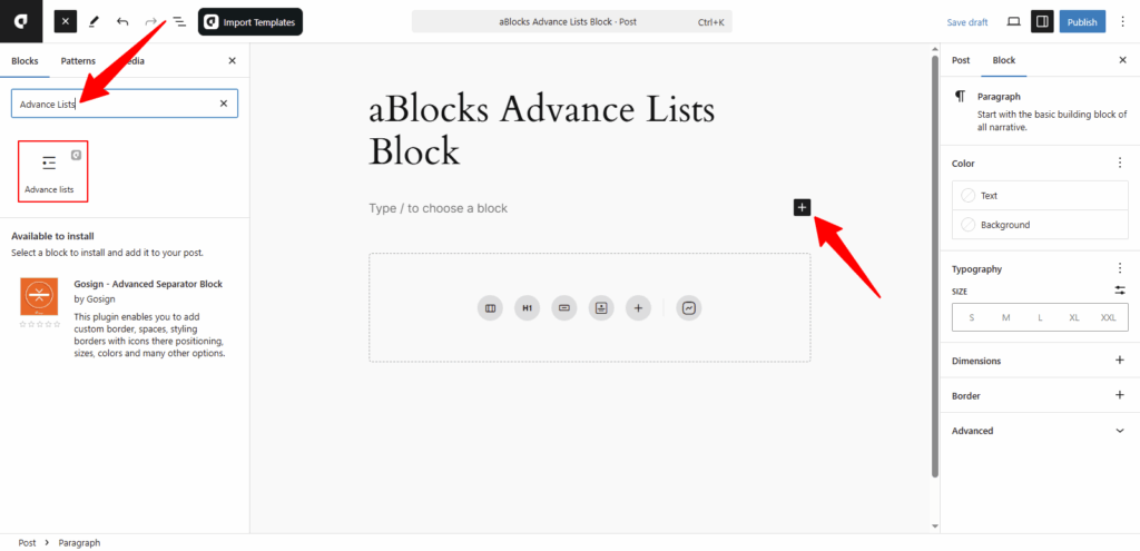 You’ll see all available aBlocks blocks