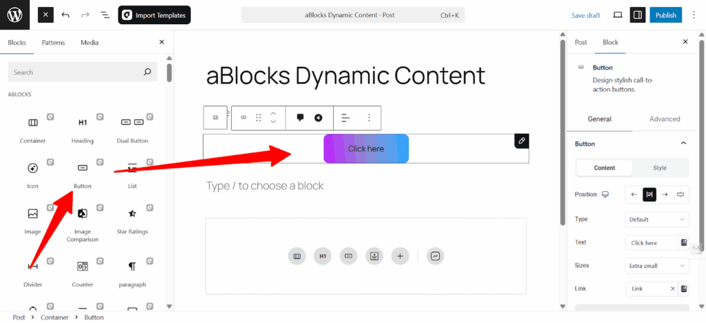 Add a Button Block
