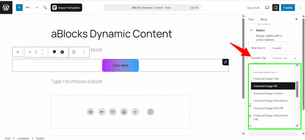 Dynamic Tags – Featured Image Data