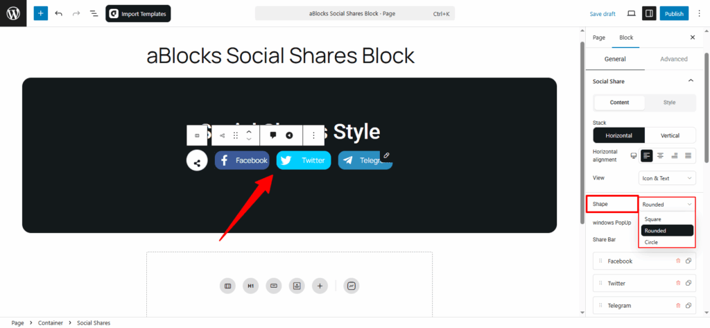 Customize the shape options