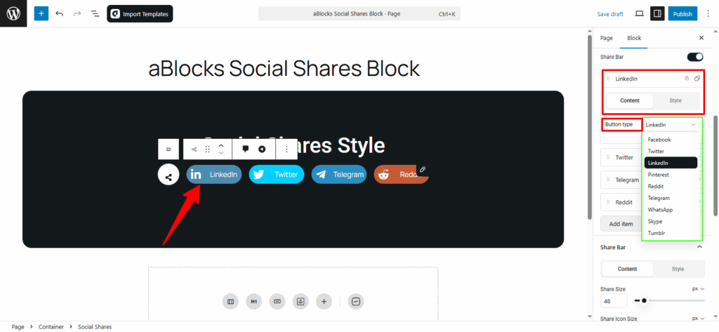 customize the button type
